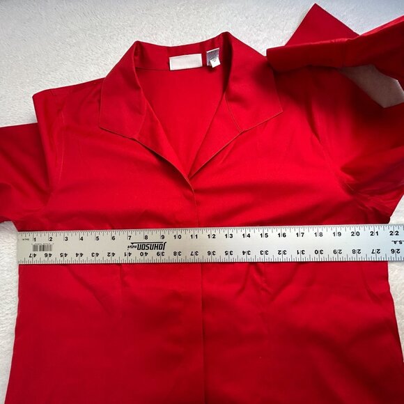 Chico's Womens No-Iron Red Long Sleeve Button-Down Shirt Size 2 Cotton Casual - Picture 6 of 7